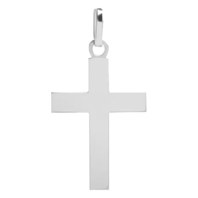 Croix Plate Simple, Or blanc, 18x11mm - Emanessence