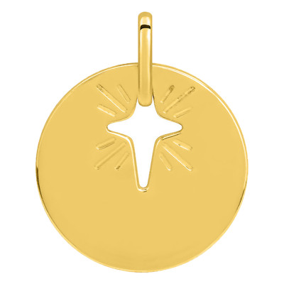 Pendentif Jeton motif croix, Or jaune - Emanessence