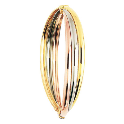 Bracelet Demi Joncs Plats Soudés Massif 52 x 57 mm, 3 Ors 750 - Emanessence