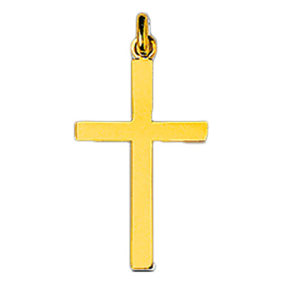 Pendentif Grande Croix Simple, Or Jaune 750, 19x33mm - Emanessence