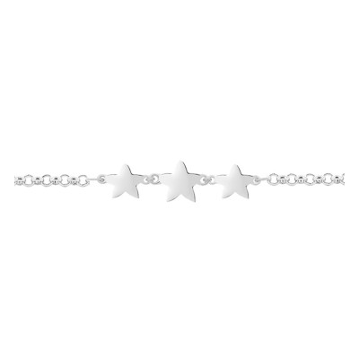 Bracelet Trois Etoiles, Argent Rhodié 925, 17 à 20cm - Emanessence