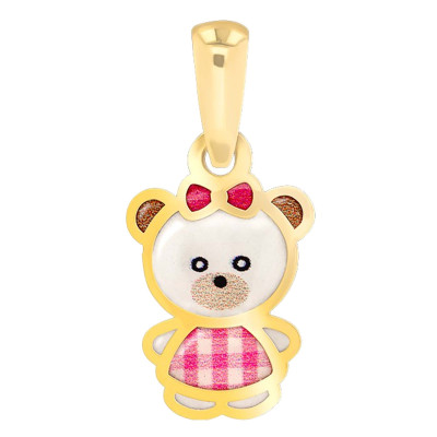 Pendentif Ourson, Or jaune 750 et émail coloré - Bambins