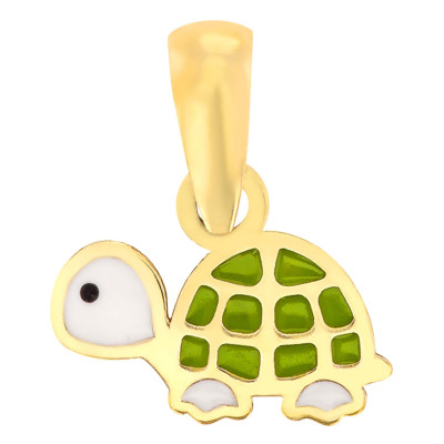Pendentif Tortue, Email & Or Jaune - Bambins