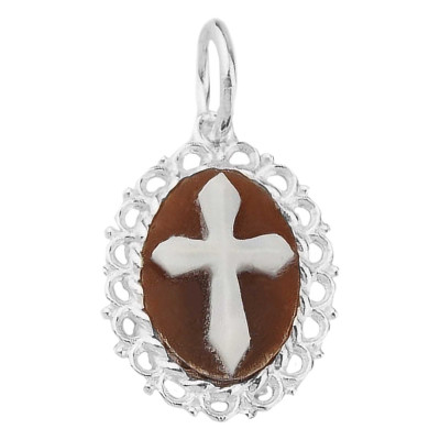 Pendentif Camée Croix, Argent 925 - Emanessence