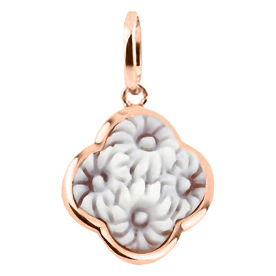Pendentif Camée Fleurs, Argent 925 Rose Doré - Emanessence