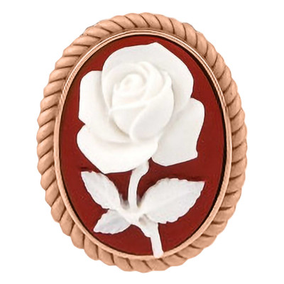 Broche Camée Ovale Fleuri, Argent Rose Doré - Emanessence