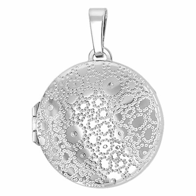Pendentif Photo pointillé, Argent rhodié, 22mm - Emanessence
