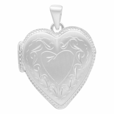 Pendentif Photo Coeur Gravé, Argent 925, 24x23mm - Emanessence