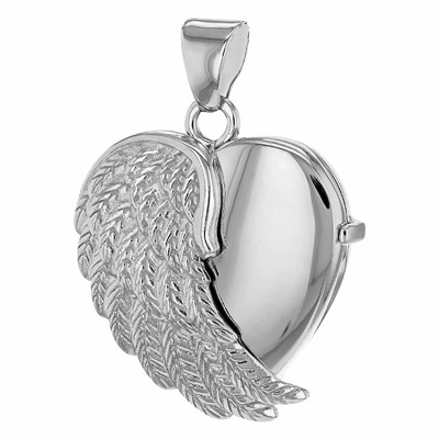 Pendentif Porte Photo Coeur Aile d'Ange, Argent 925, 30x21mm - Artemis