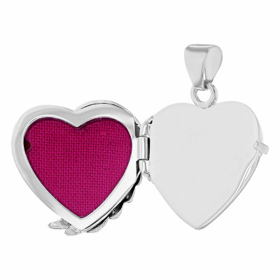 Pendentif Porte Photo Coeur Aile d'Ange, Argent 925, 30x21mm - Artemis