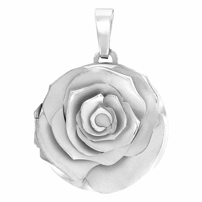 Pendentif photo rose en relief, Argent rhodié, 22mm - Emanessence