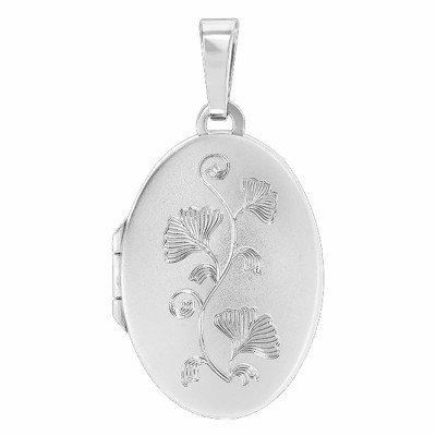 Pendentif Photo feuilles de Ginkgo, Argent rhodié, 26x33mm - Emanessence
