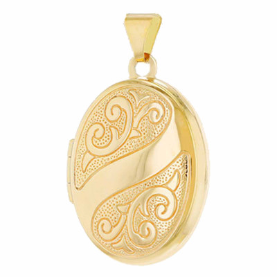 Pendentif Porte Photo Arabesque, Or Jaune 375, 17x28mm - Emanessence