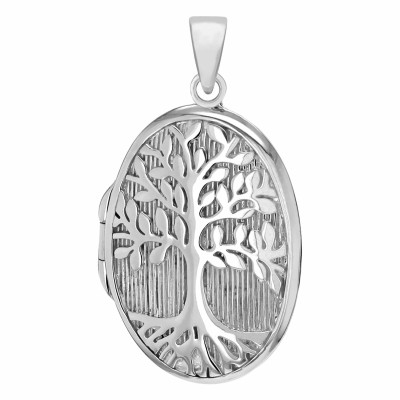 Pendentif Porte Photo Ovale Arbre de Vie, Argent 925, 20x35mm - Artemis