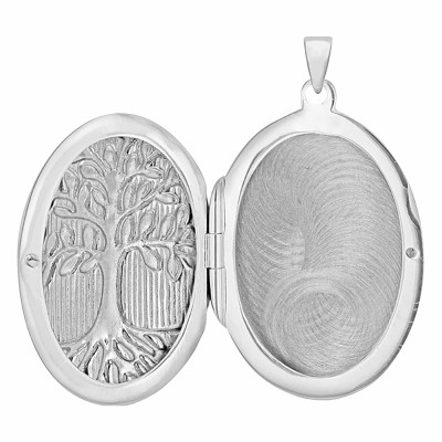 Pendentif Porte Photo Ovale Arbre de Vie, Argent 925, 20x35mm - Artemis