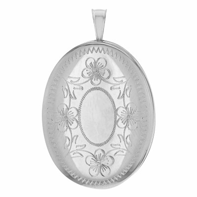 Pendentif Photo Ovale Fleurs, Argent 925, 20x31.50mm - Artemis