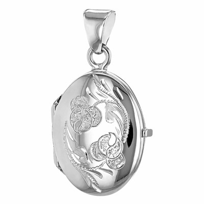 Pendentif Photo Fleur Ovale, Argent 925, 16.50x30mm - Artemis