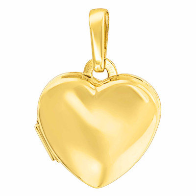 Pendentif Photo petit coeur bombé, Or jaune 375, 10x11mm - Emanessence
