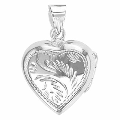 Pendentif Photo Coeur Décoré, Argent 925, 17x16.80mm - Emanessence