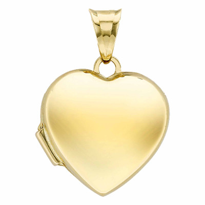 Pendentif Photo Coeur Poli, Or Jaune 375, 22.50x15.50mm - Emanessence