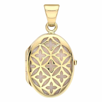 Pendentif Photo Trèfles, Or jaune 375, 30x16.50mm - Emanessence