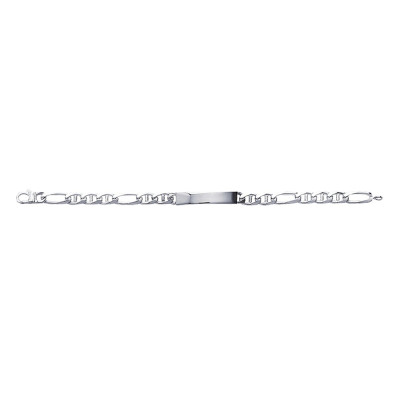 Gourmette Maille Marine Alternée Plate, Argent Massif, 17 à 22cm - Emanessence