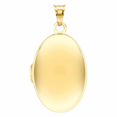 Pendentif Photo Ovale Poli, Or Jaune 375, 17.50x33mm - Emanessence