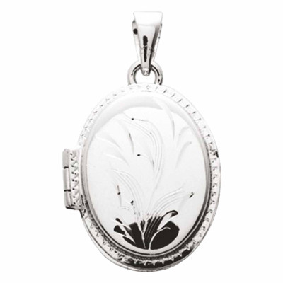 Pendentif Photo Ovale Motif Fleur, Argent 925, 21x17mm - Emanessence