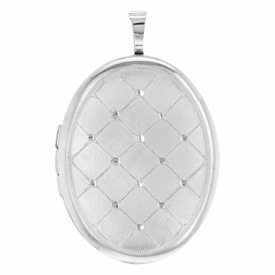 Pendentif Porte Photo Ovale Texturé, Argent 925, 20x32mm - Artemis