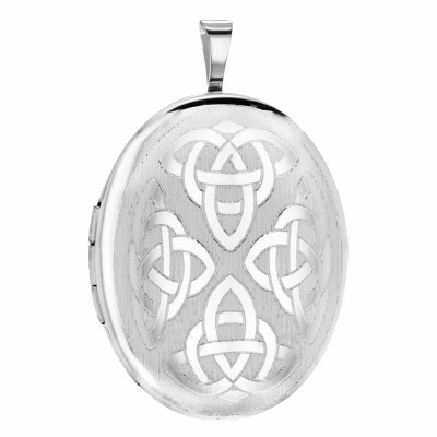Pendentif Porte Photo Ovale Triquetra, Argent 925, 20x32mm - Artemis