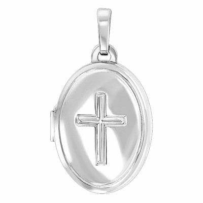 Pendentif photo croix chrétienne, Argent rhodié, 11x15mm - Emanessence