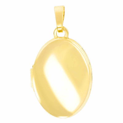 Pendentif Photo ovale classique, Or jaune 375, 14x18mm - Emanessence