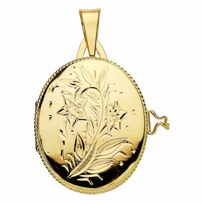 Pendentif Photo Ovale, Or jaune 750, 26x21mm - Emanessence
