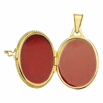 Pendentif Photo Ovale, Or jaune 750, 26x21mm - Emanessence