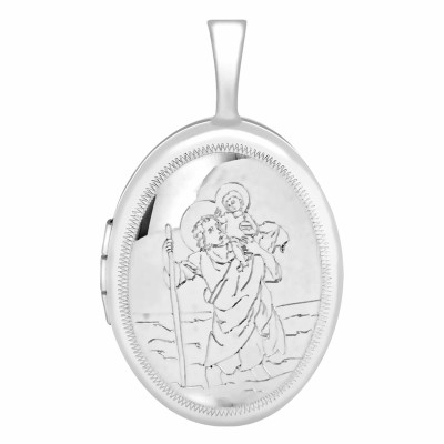 Pendentif Photo Saint-Christophe Ovale, Argent 925, 20x32mm - Artemis