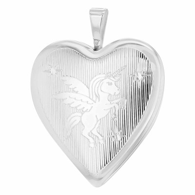 Pendentif Porte Photo Coeur Licorne, Argent 925, 20x25mm - Artemis