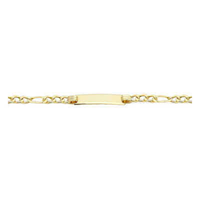 Gourmette Striée Maille Figaro, Or jaune 375, 18cm - Emanessence