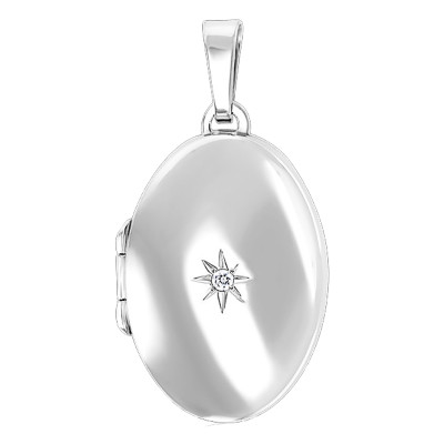 Pendentif Photo étoile polaire, Zircon et Argent rhodié, 16x23mm - Emanessence