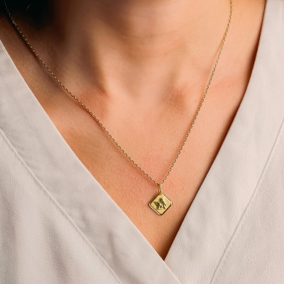 Médaille Losange Ange Pensif, Or Jaune 375 - Vandona