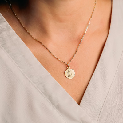 Médaille Saint Christophe Hexagonale, Or Jaune 750, 15x15mm - Vandona
