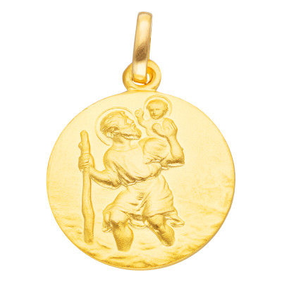 Médaille Ronde Saint Christophe, Or Jaune 750, 17mm - Vandona