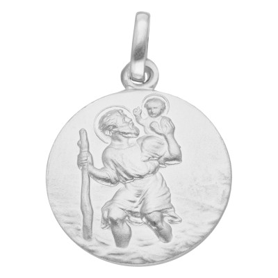 Médaille Ronde Saint Christophe, Or Blanc 750, 17mm - Vandona
