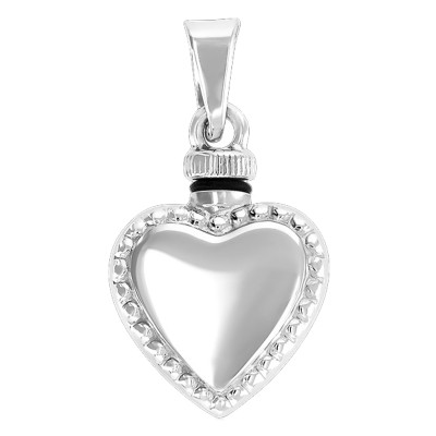 Pendentif porte-liquide cœur pointillé, Argent rhodié, 14x14mm - Emanessence