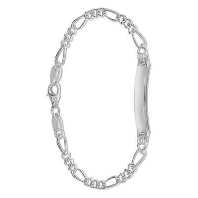 Gourmette Identité Maille Figaro Alternée, Argent, 19cm - Emanessence