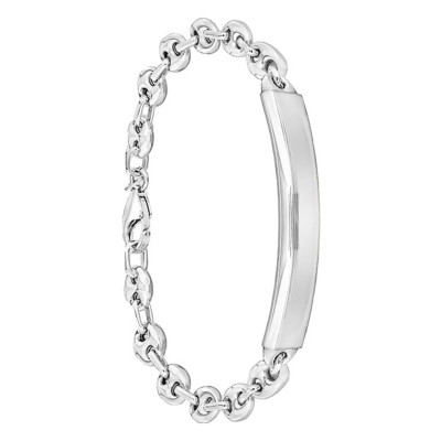 Gourmette Maille grain de café, 7,5 mm, Argent, 19cm - Emanessence