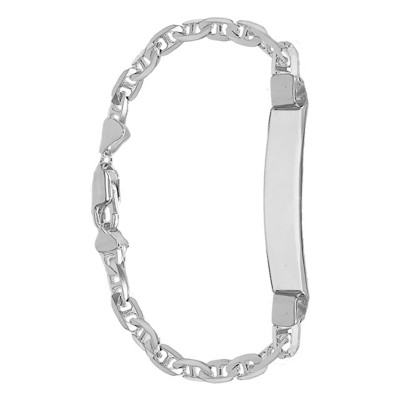 Gourmette Identité Maille Marine, Argent, 19cm - Emanessence