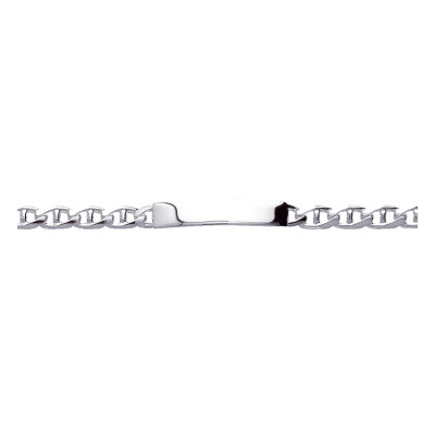 Gourmette Identité Maille Marine Plate, Argent, 17 à 22cm - Emanessence