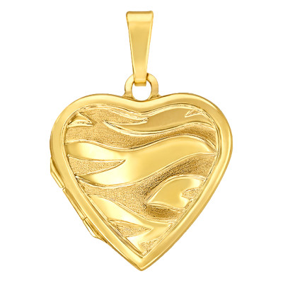 Pendentif Photo coeur lisse, Or jaune 375, 19.70x20.10mm - Emanessence