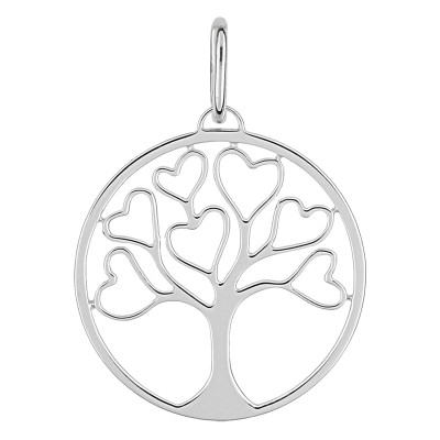 Pendentif Coeur Ajouré & Arbre de vie, Argent 925, 15 mm - Emanessence