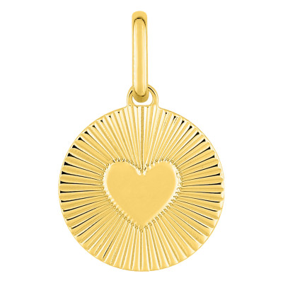 Pendentif Coeur Strié, Plaqué Or Jaune, 12 mm - Emanessence